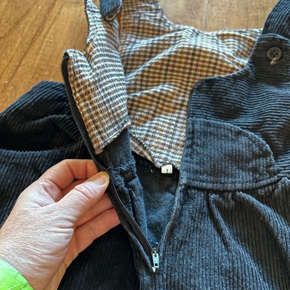 Black Corduroy Kids Overalls with Bear Design - Picture 8 of 15